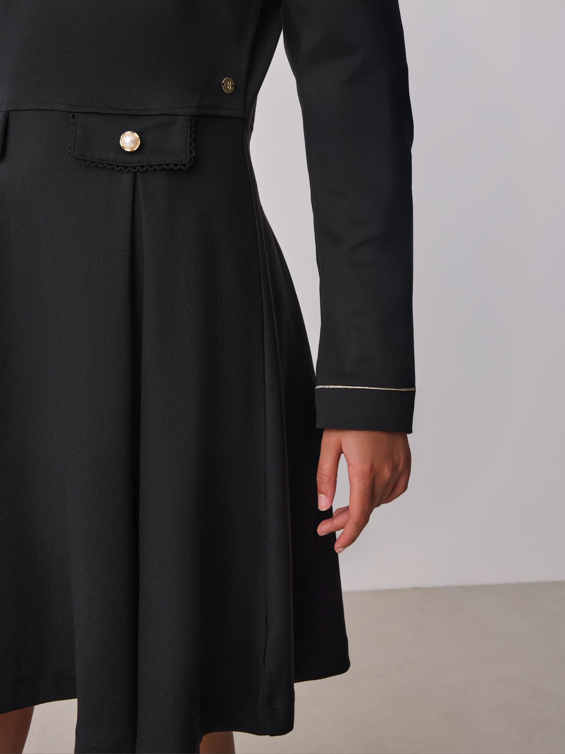Baker by Ted Baker Satin Collared Ponte Black Dress image 6
