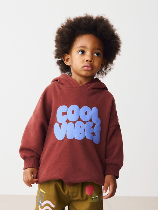 Burgundy Red Long Sleeve Printed Hoodie (3mths-7yrs)