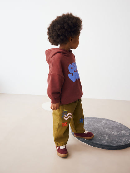 Burgundy Red Long Sleeve Printed Hoodie (3mths-7yrs)