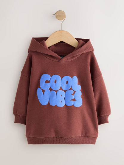 Burgundy Red Long Sleeve Printed Hoodie (3mths-7yrs)