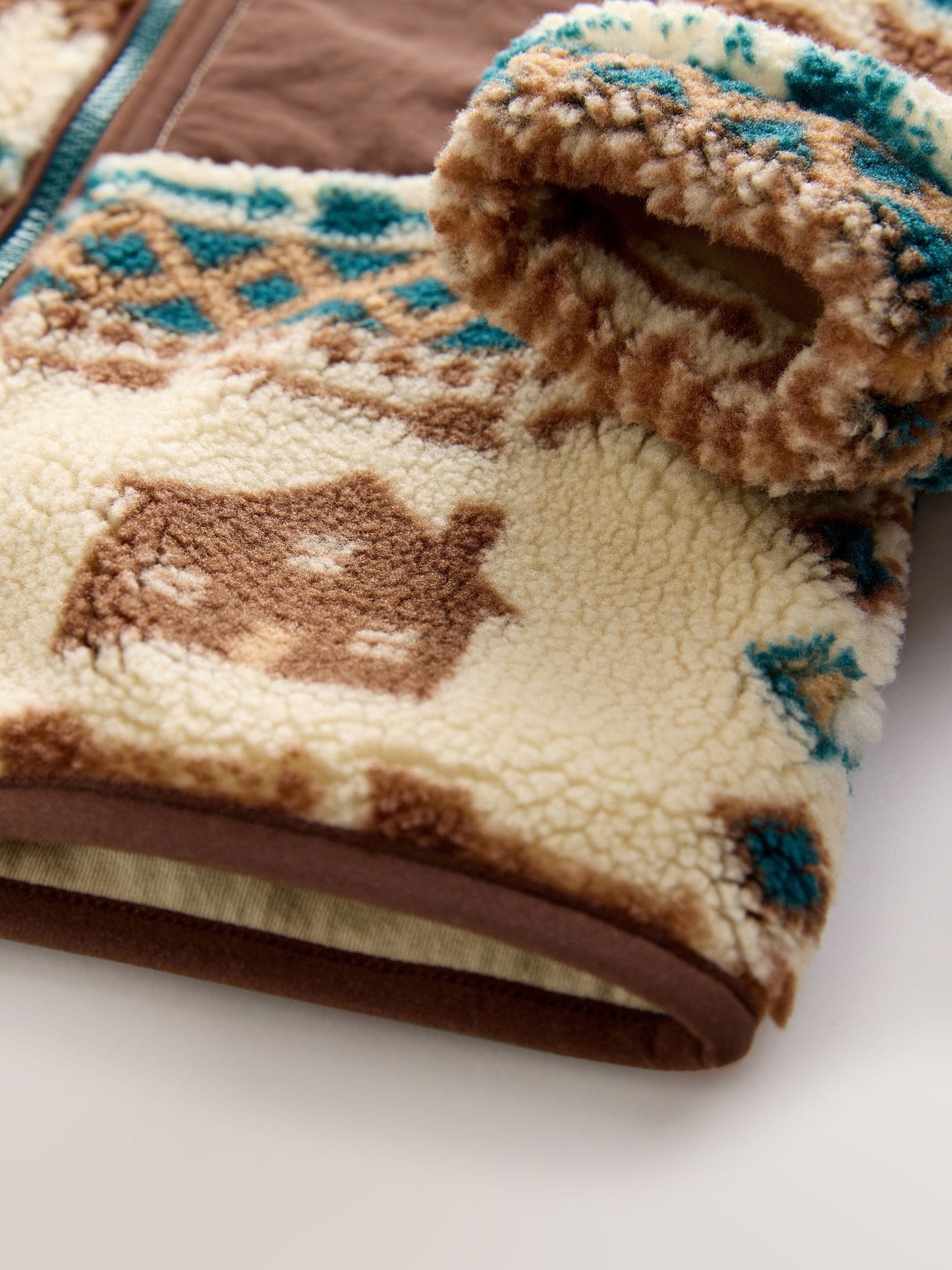 Ecru/Brown Patterned Zip Through Fleece (3mths-7yrs)