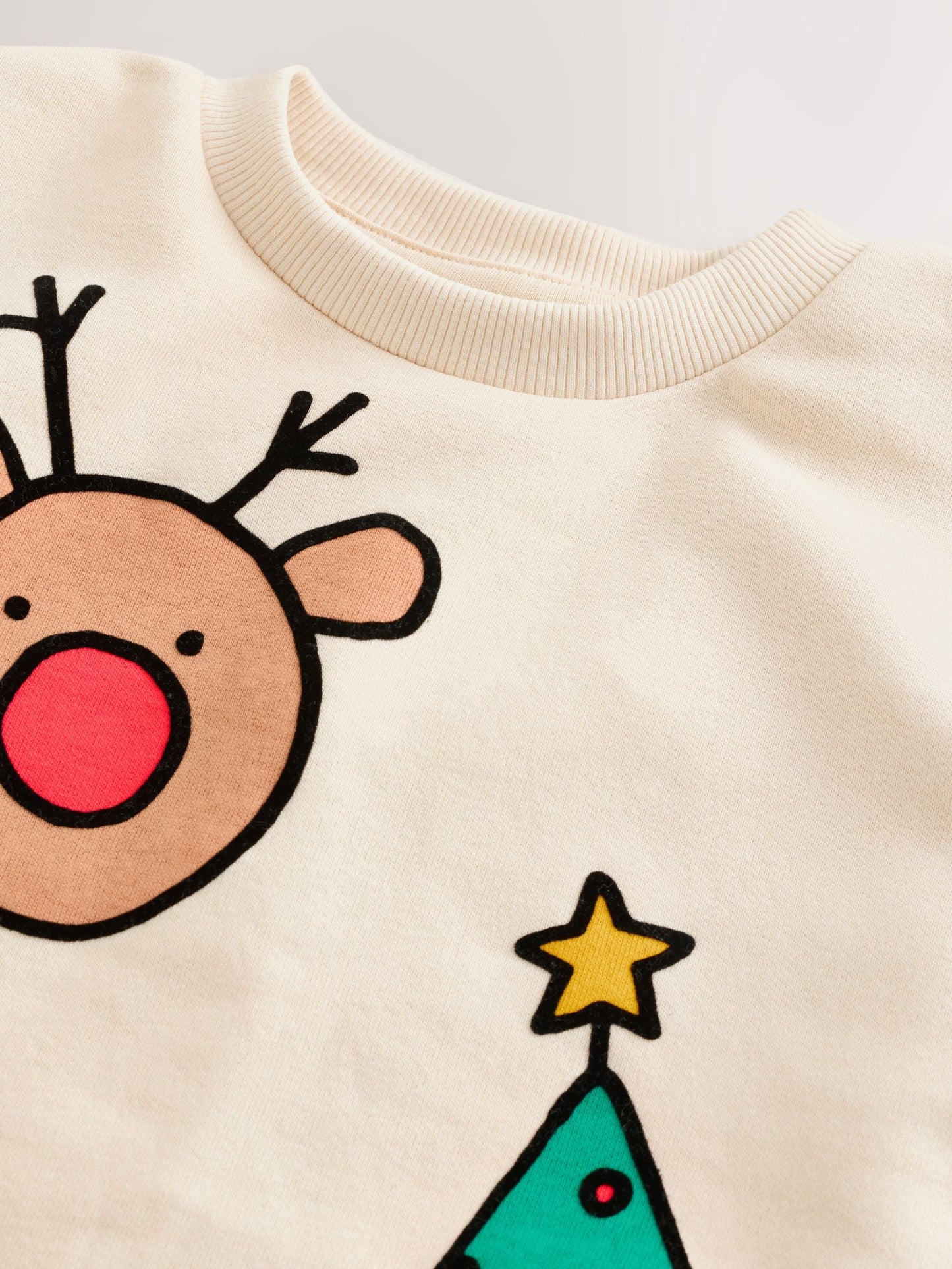 Ecru White Christmas Crew Neck Jersey Sweatshirt (3mths-7yrs)