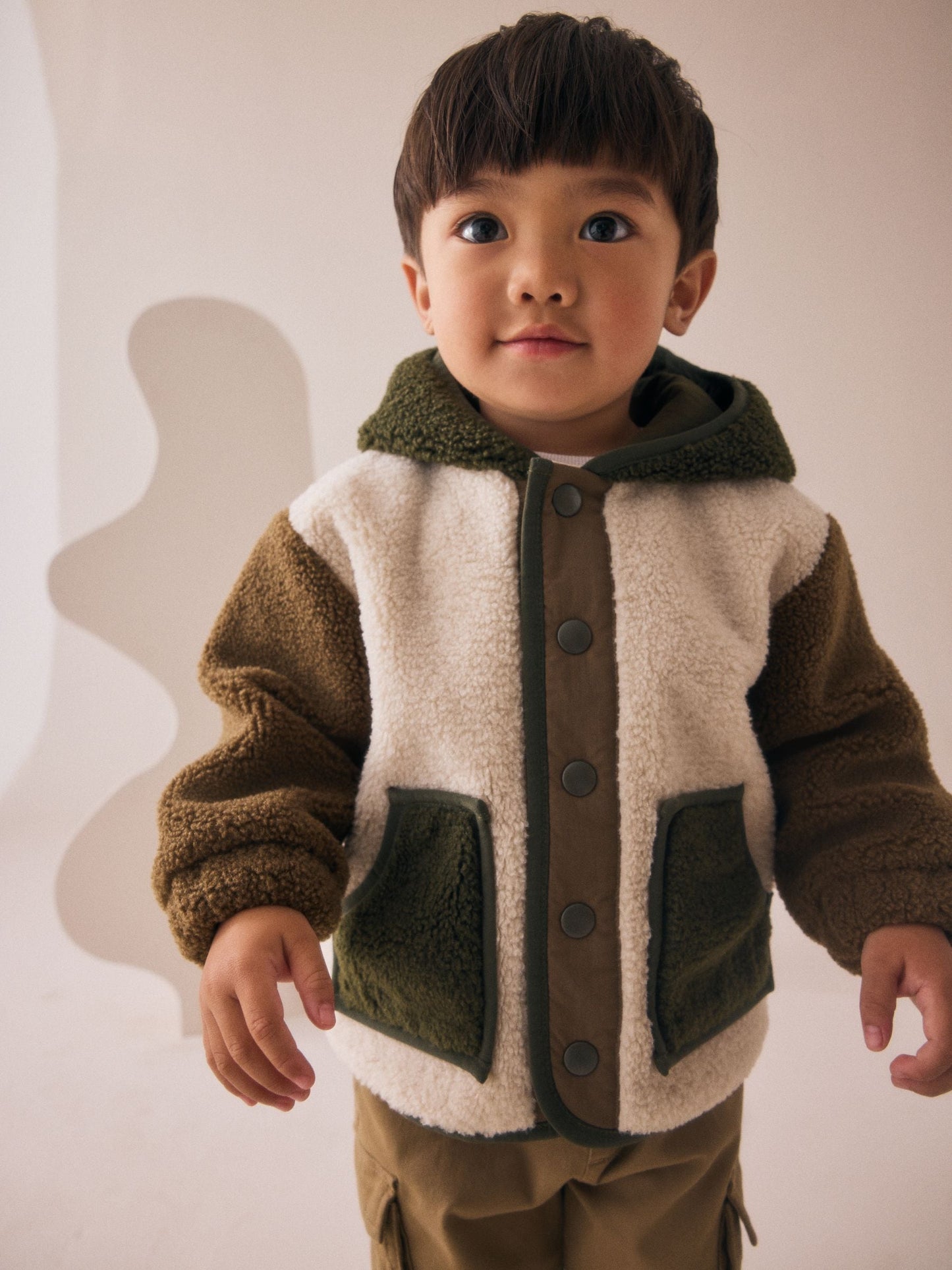Green/Ecru Hooded Fleece Zip Through Jacket (3mths-7yrs)
