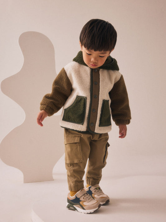 Green/Ecru Hooded Fleece Zip Through Jacket (3mths-7yrs)