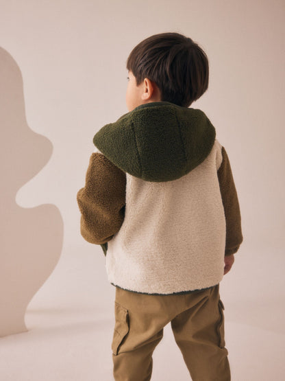 Green/Ecru Hooded Fleece Zip Through Jacket (3mths-7yrs)