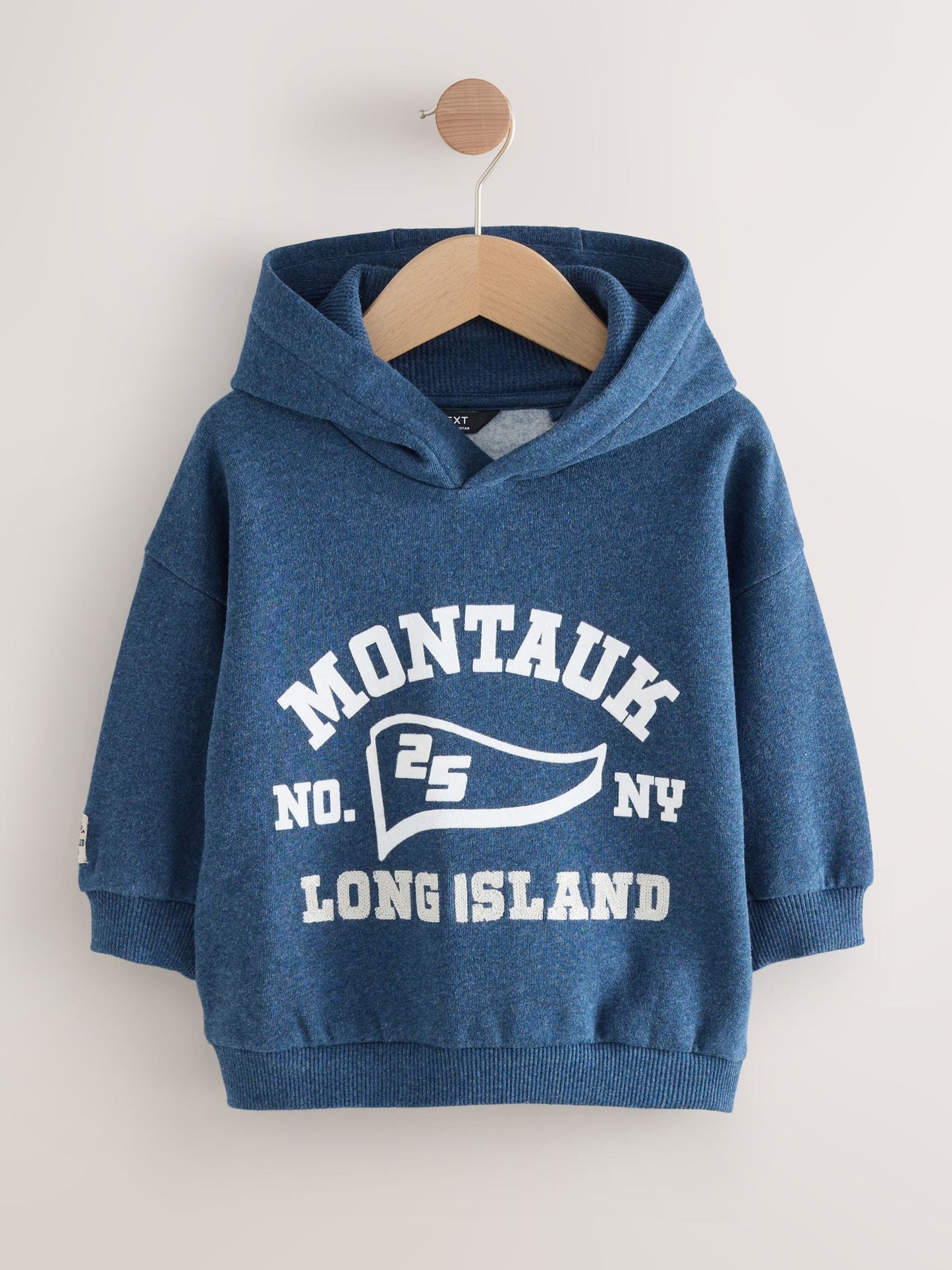 Navy Blue Marl Long Sleeve Printed Hoodie (3mths-7yrs)