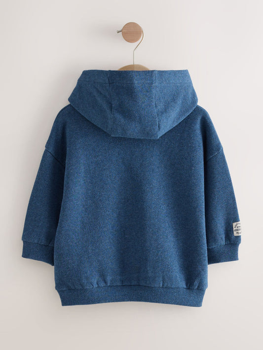 Navy Blue Marl Long Sleeve Printed Hoodie (3mths-7yrs)