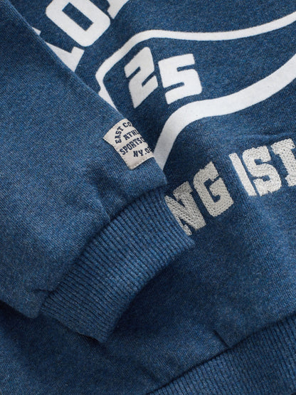 Navy Blue Marl Long Sleeve Printed Hoodie (3mths-7yrs)