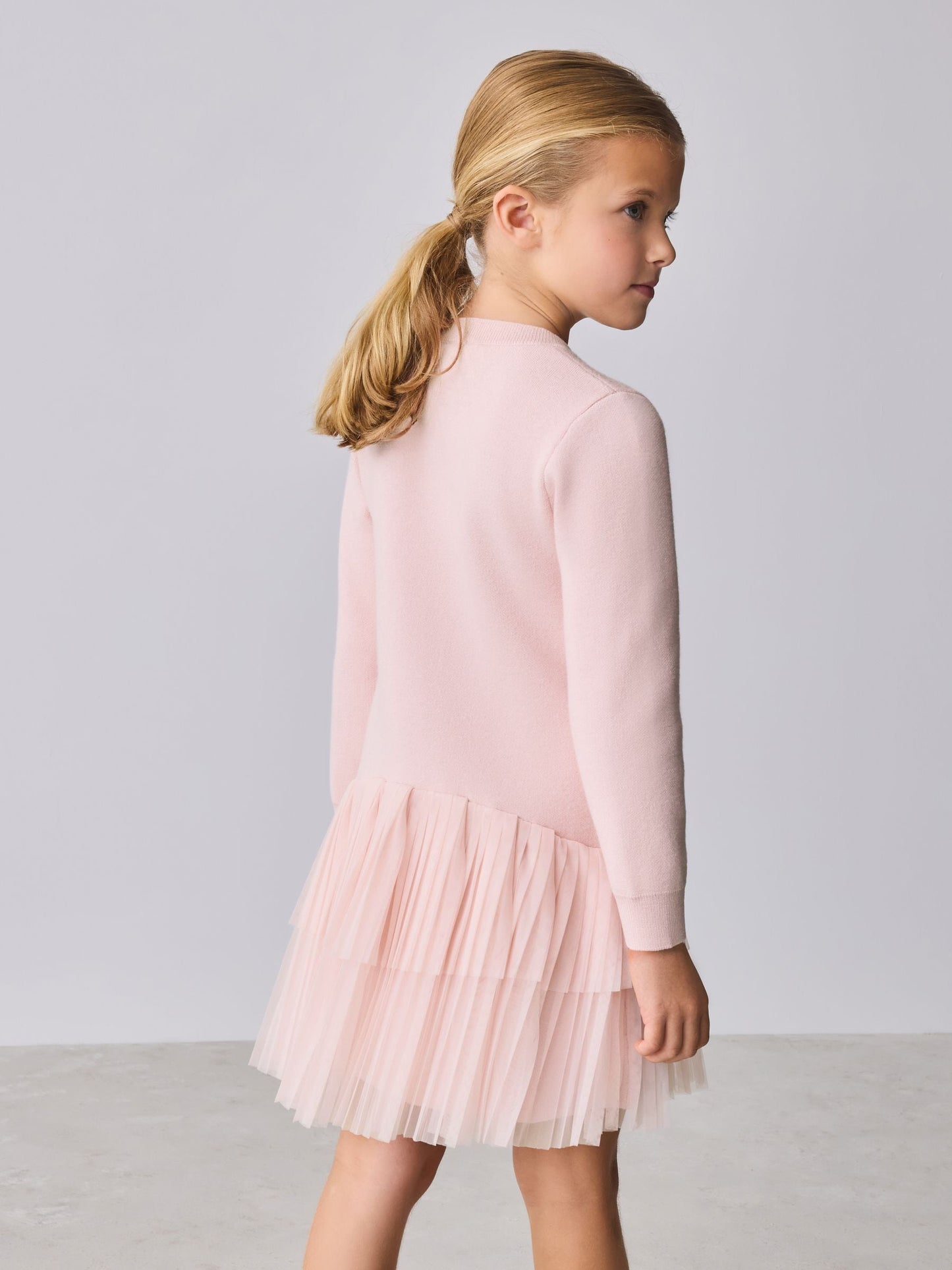 Baker by Ted Baker Pink Knitted Mesh Tulle Hem Dress image 5