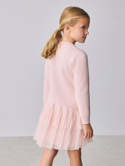 Baker by Ted Baker Pink Knitted Mesh Tulle Hem Dress image 5