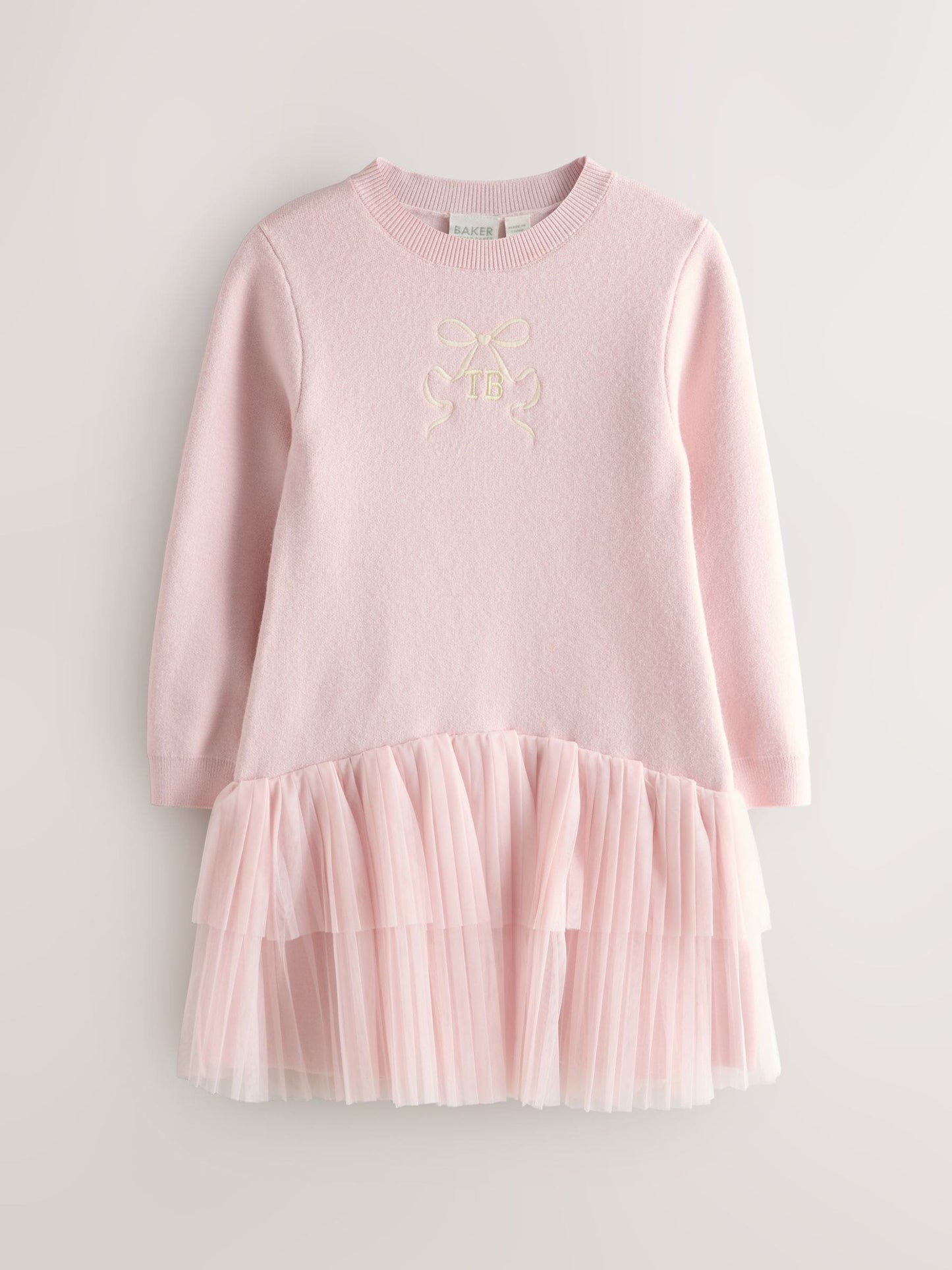 Baker by Ted Baker Pink Knitted Mesh Tulle Hem Dress image 7