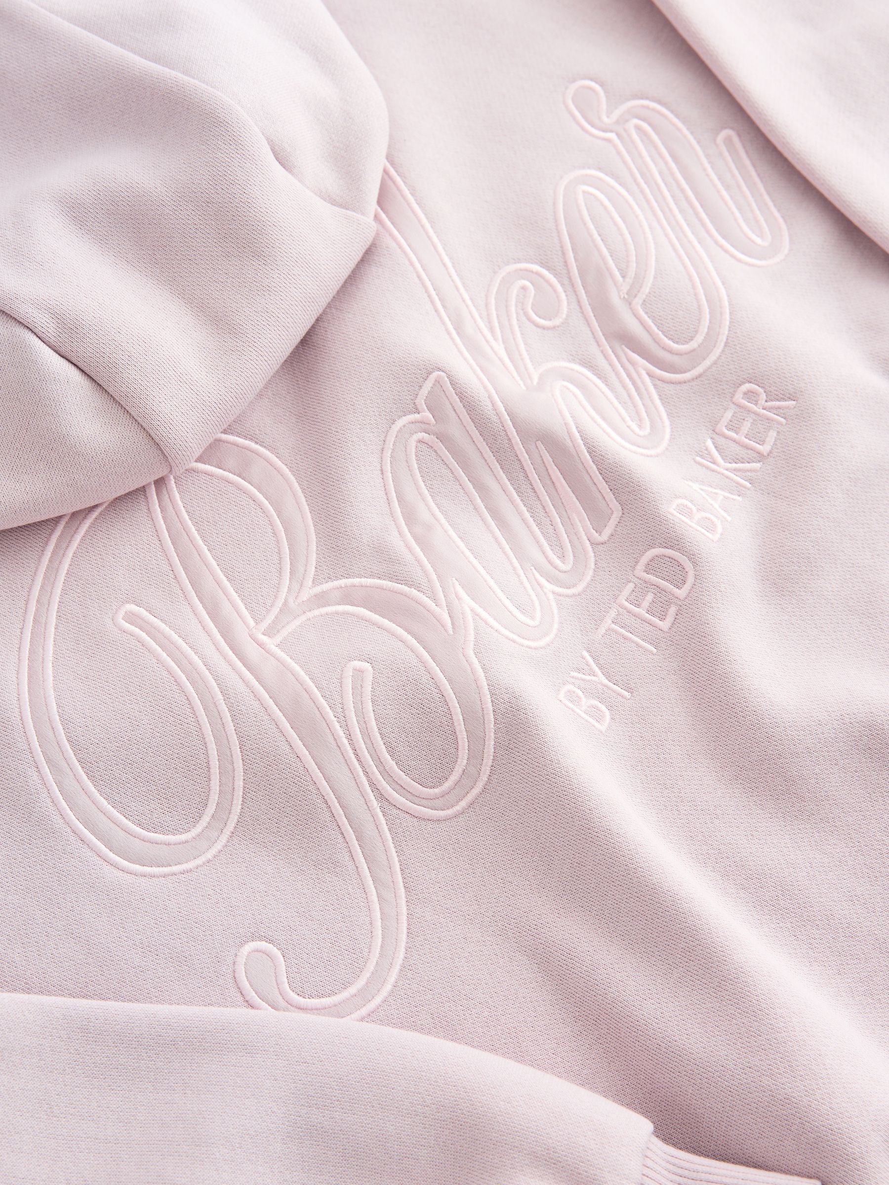 Baker by Ted Baker Oversized Satin Appliqué Back Print Pink/White Hoodie image 9