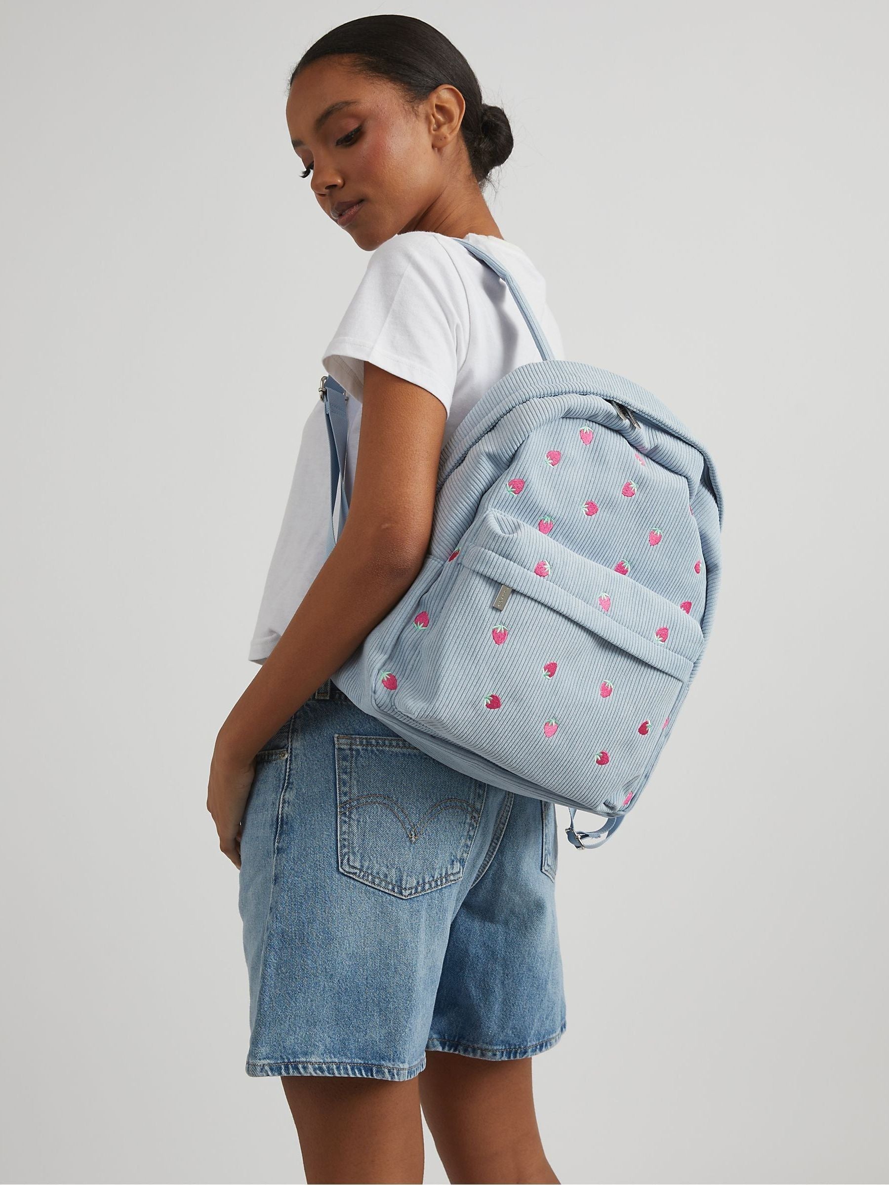 Skinnydip Blue Ditsy Strawberry Backpack image 1