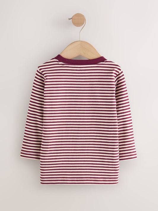 Berry Red Stripe Bear Long Sleeve Appliqué T-Shirt (3mths-7yrs) image 3