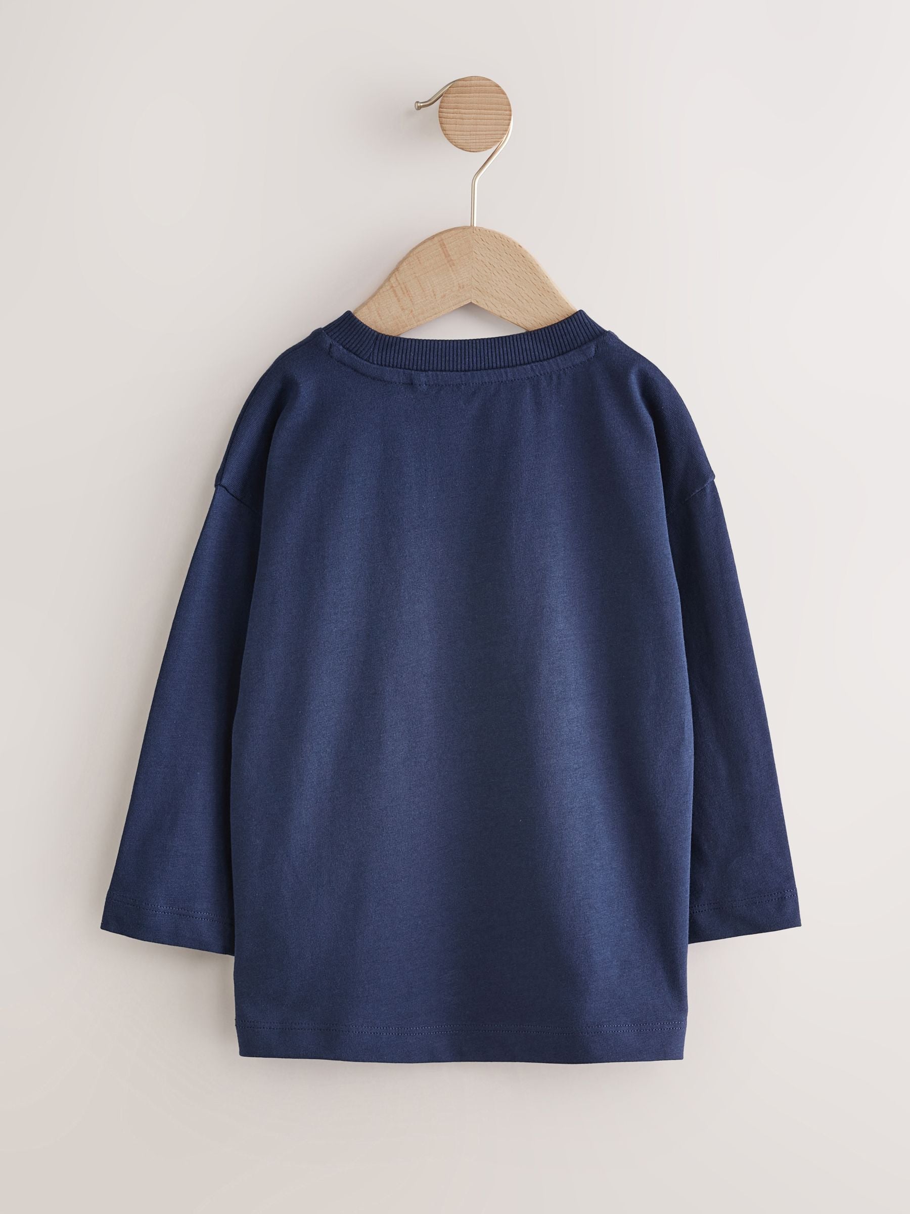 Navy Blue Tractor Long Sleeves Semi Plain T-Shirt (3mths-7yrs) image 3