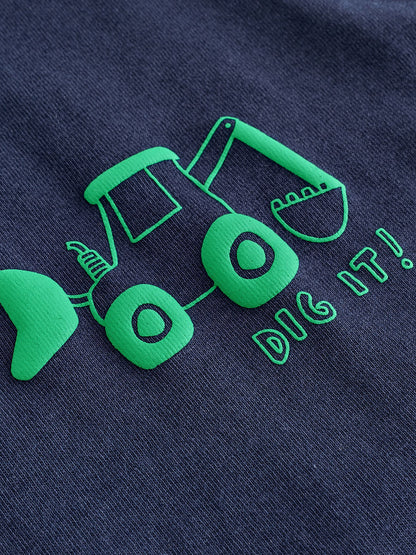 Navy Blue Tractor Long Sleeves Semi Plain T-Shirt (3mths-7yrs) image 5