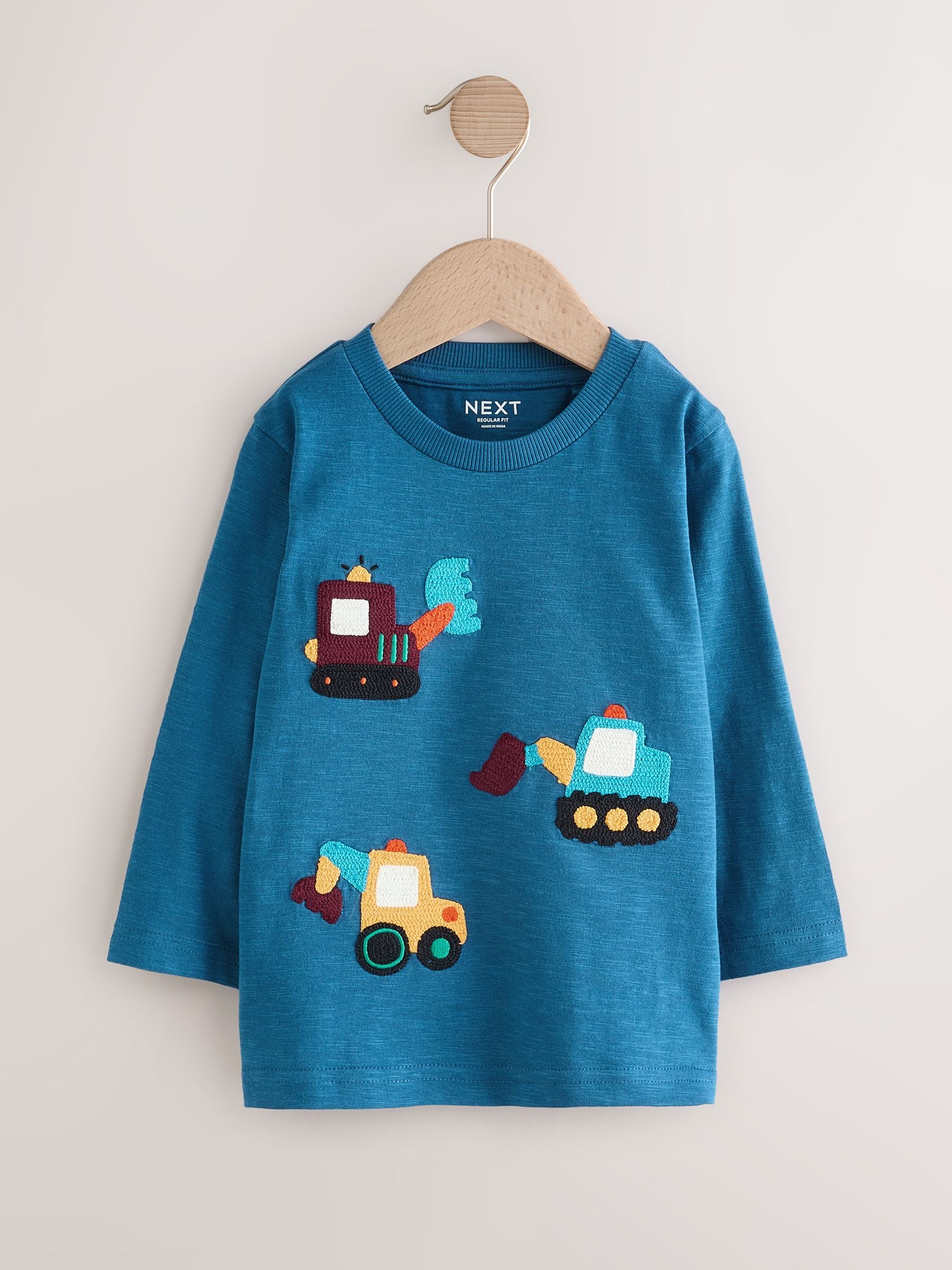 Dsiney Kidz - Blue Transport Diggers Long Sleeve Appliqué T-Shirt (3mths-7yrs) image 1