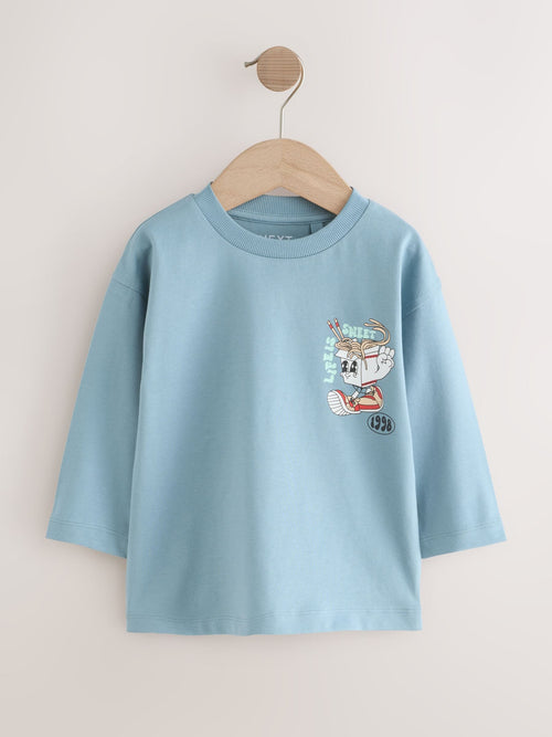 Blue Noodle Up Long Sleeve Back Print T-Shirt (3mths-7yrs) image 1