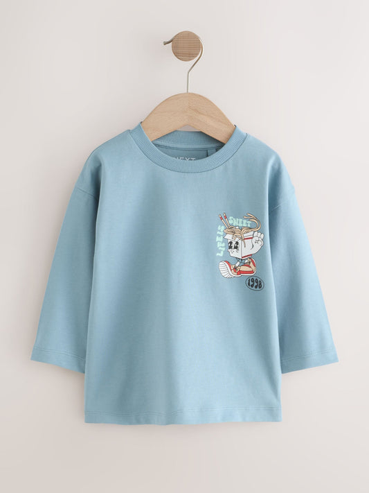Blue Noodle Up Long Sleeve Back Print T-Shirt (3mths-7yrs) image 1