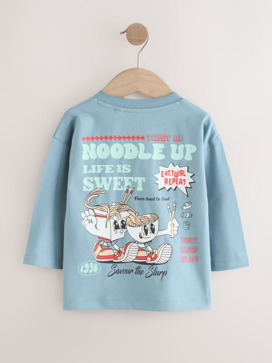 Blue Noodle Up Long Sleeve Back Print T-Shirt (3mths-7yrs) image 3
