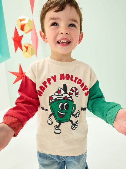 Stone Hotchpotch Graphic Christmas Long Sleeve T-Shirt (3mths-7yrs)