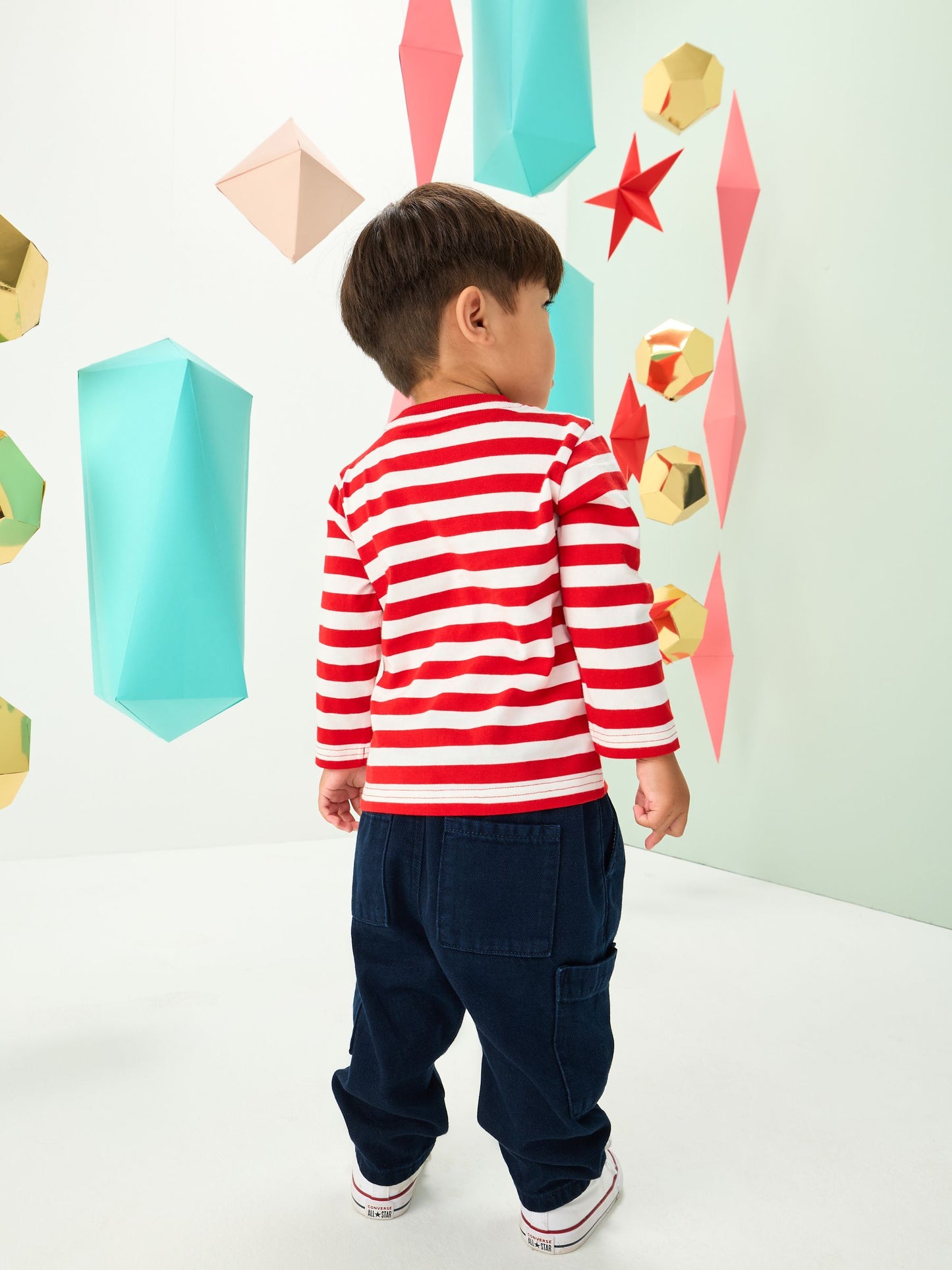 White/Red Reindeer Pocket Christmas Long Sleeve T-Shirt (3mths-7yrs) image 3
