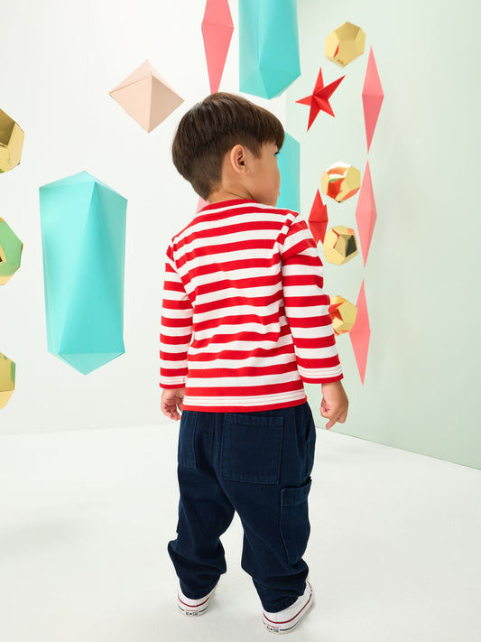 White/Red Reindeer Pocket Christmas Long Sleeve T-Shirt (3mths-7yrs) image 3