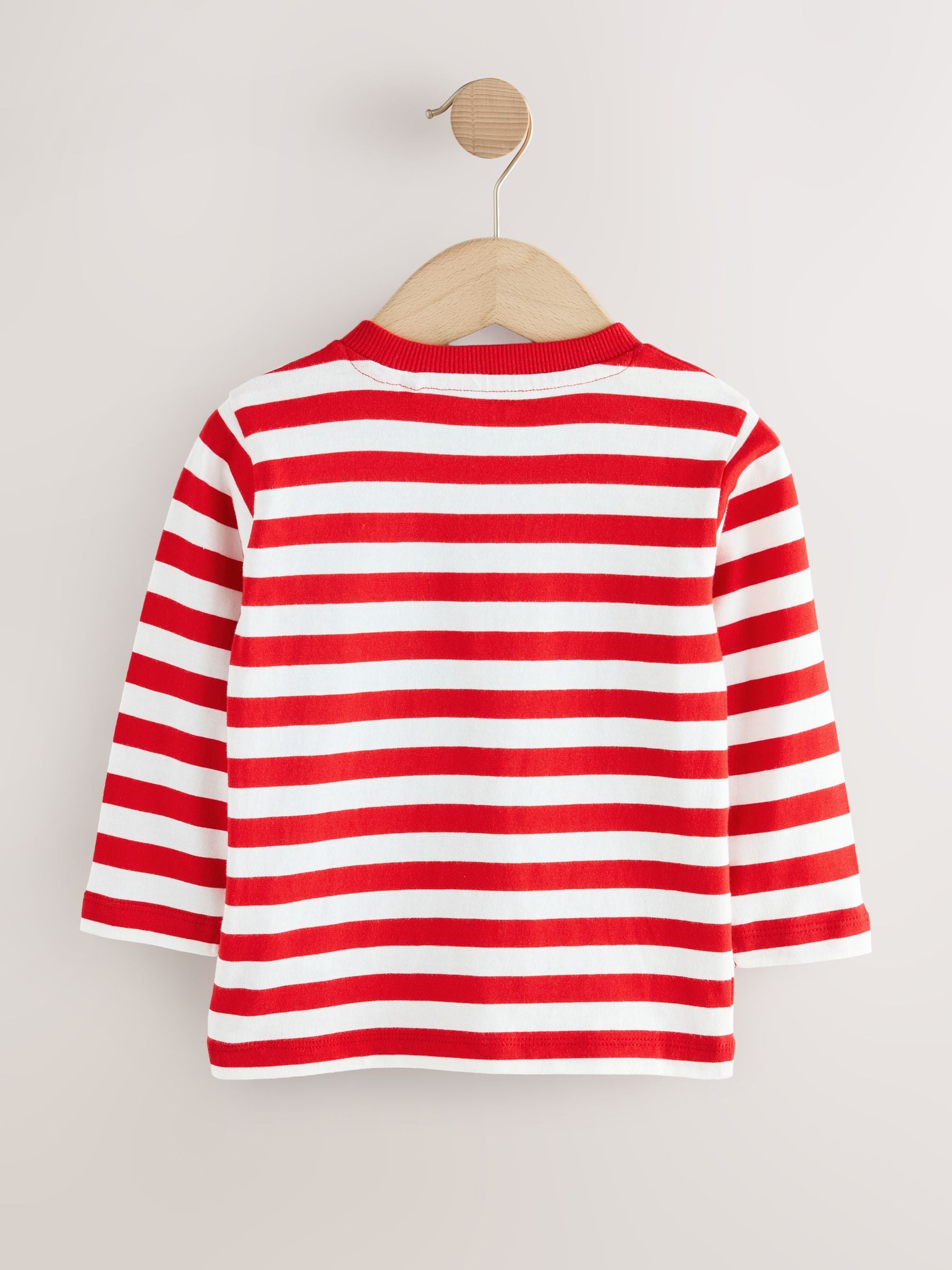 White/Red Reindeer Pocket Christmas Long Sleeve T-Shirt (3mths-7yrs) image 6