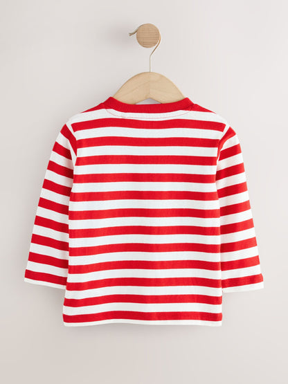 White/Red Reindeer Pocket Christmas Long Sleeve T-Shirt (3mths-7yrs) image 6