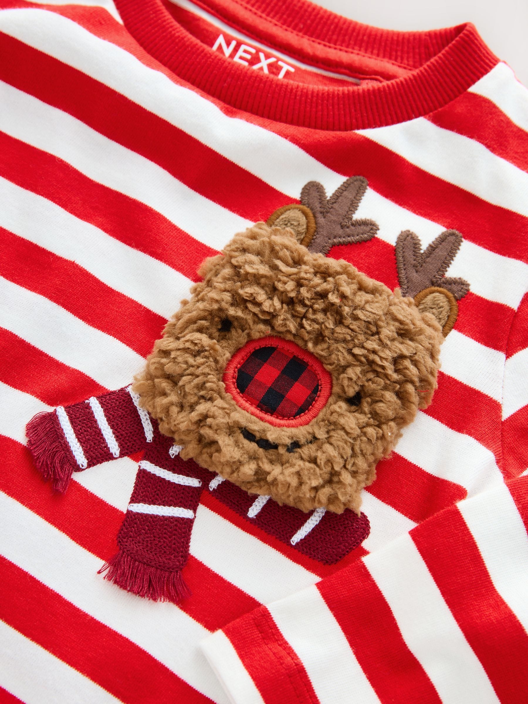 White/Red Reindeer Pocket Christmas Long Sleeve T-Shirt (3mths-7yrs) image 7