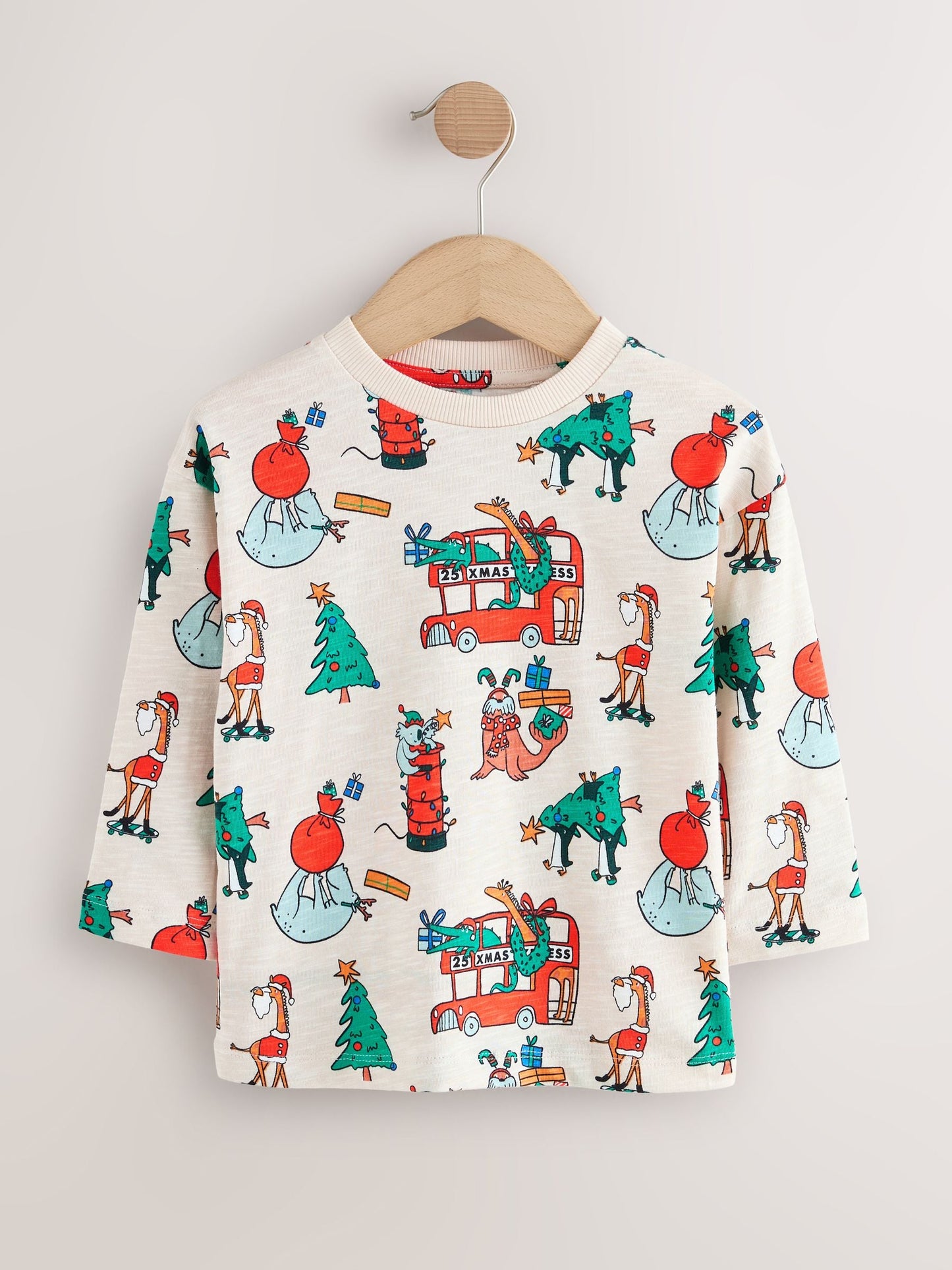 Stone All-Over Print Christmas Long Sleeve T-Shirt (3mths-7yrs)