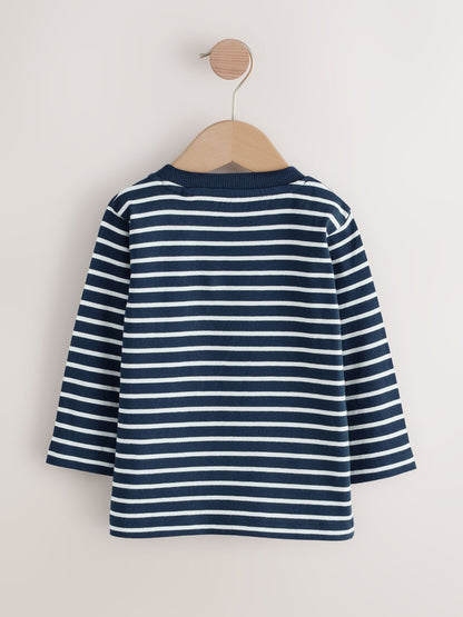 Navy/White Appliqué Christmas Long Sleeve T-Shirt (3mths-7yrs)