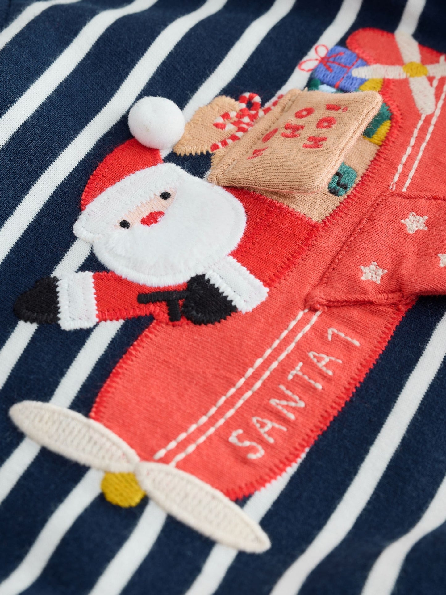 Navy/White Appliqué Christmas Long Sleeve T-Shirt (3mths-7yrs)