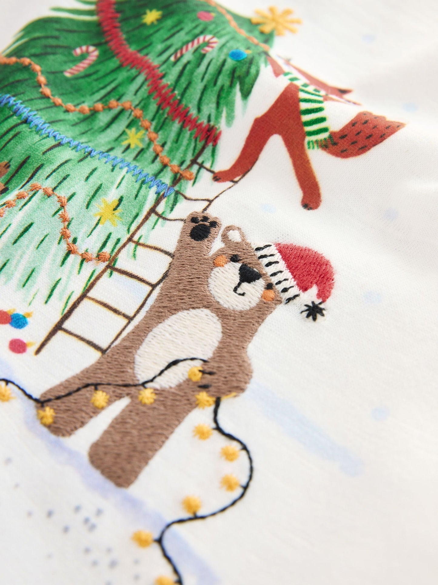 White Graphic Print Embroidered Christmas Long Sleeve T-Shirt (3mths-8yrs)