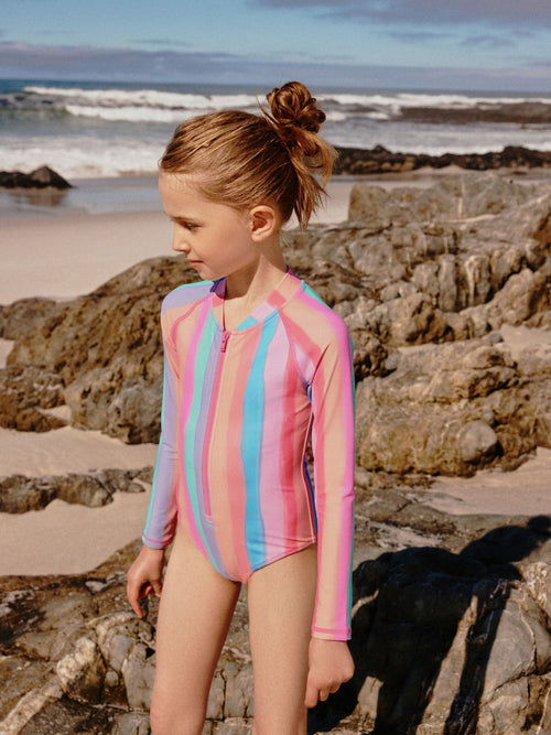 Dsiney Kidz - Rainbow Stripe Long Sleeve Sunsafe Swimsuit (3mths-16yrs) image 1
