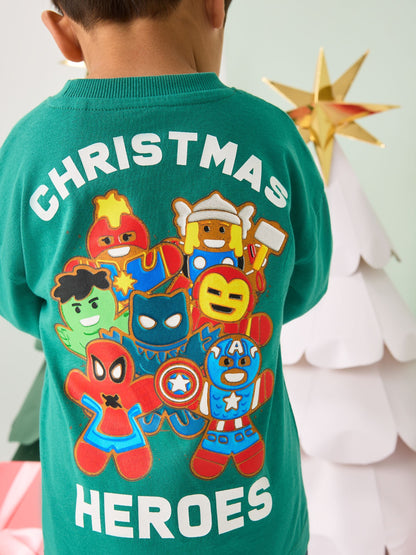 Green Christmas Marvel Long Sleeve T-Shirt (9mths-8yrs)