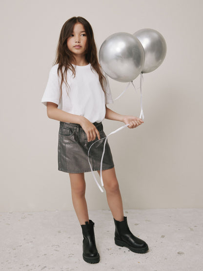 Dsiney Kidz - Charcoal Grey Foil Printed Mini Skirt (3-16yrs) image 2
