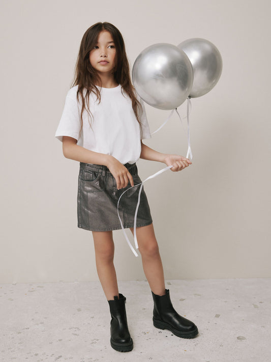 Dsiney Kidz - Charcoal Grey Foil Printed Mini Skirt (3-16yrs) image 2