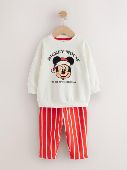 Red/White Christmas Mickey Mouse Crew Sweatshirt and Joggers Set (3mths-8yrs)