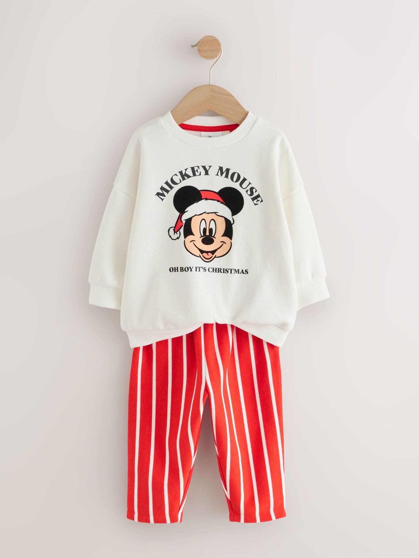 Red/White Christmas Mickey Mouse Crew Sweatshirt and Joggers Set (3mths-8yrs)
