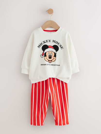 Red/White Christmas Mickey Mouse Crew Sweatshirt and Joggers Set (3mths-8yrs)
