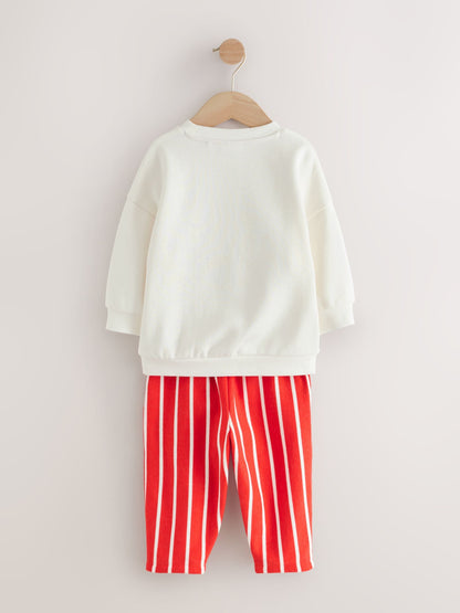 Red/White Christmas Mickey Mouse Crew Sweatshirt and Joggers Set (3mths-8yrs)