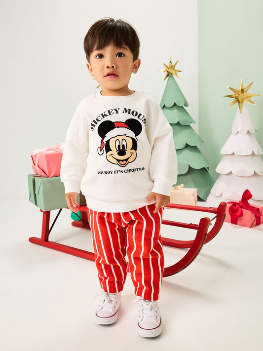 Red/White Christmas Mickey Mouse Crew Sweatshirt and Joggers Set (3mths-8yrs)