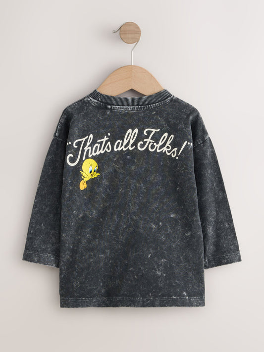 Charcoal Grey Looney Tunes Long Sleeve T-Shirt (3mths-8yrs) image 3