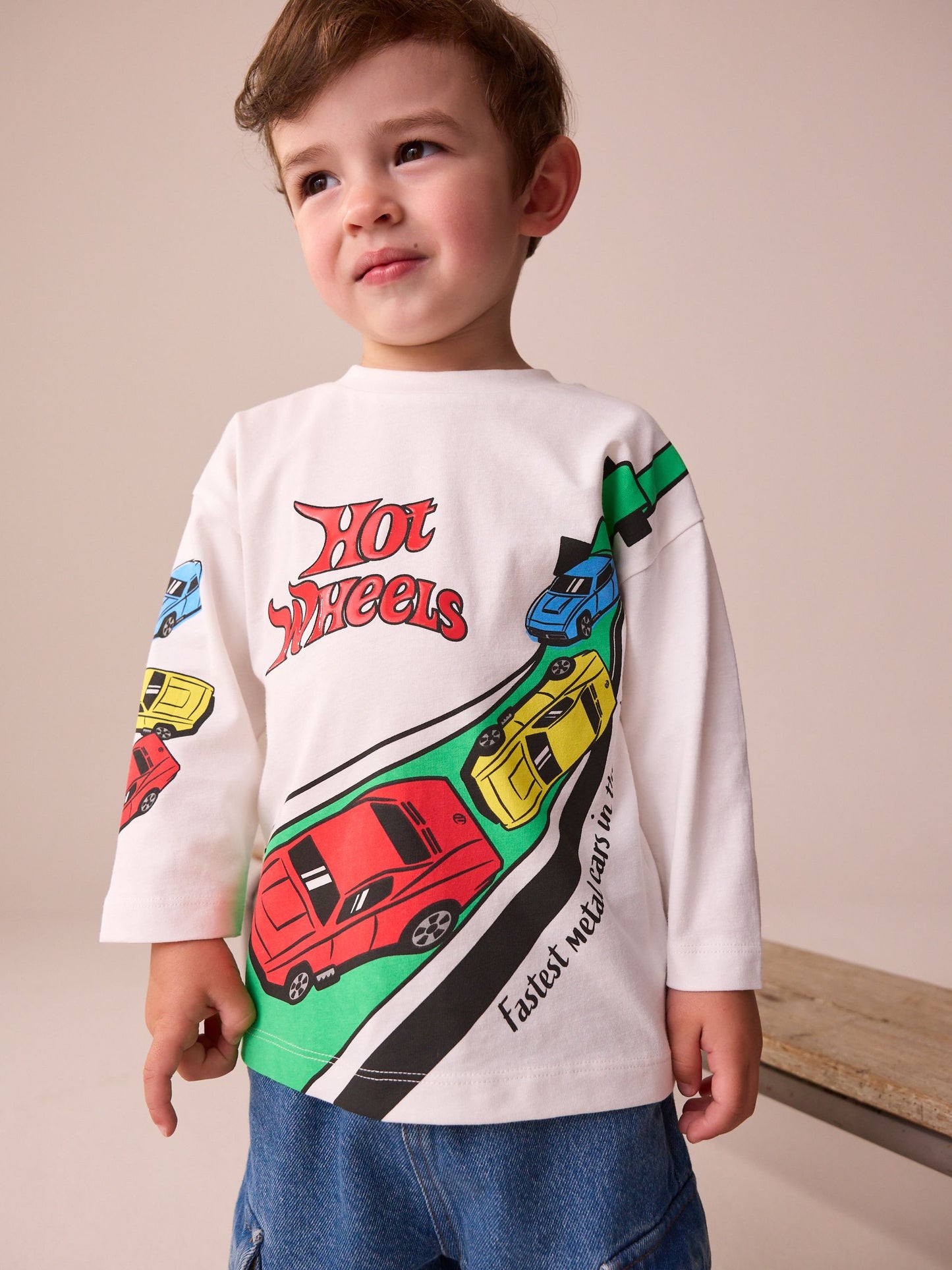 Dsiney Kidz - White Hot Wheels Long Sleeve T-Shirt (3mths-8yrs) image 1