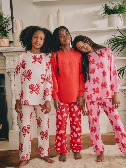 Red Bows/Hearts Joggers Pyjamas 3 Pack (3-16yrs)