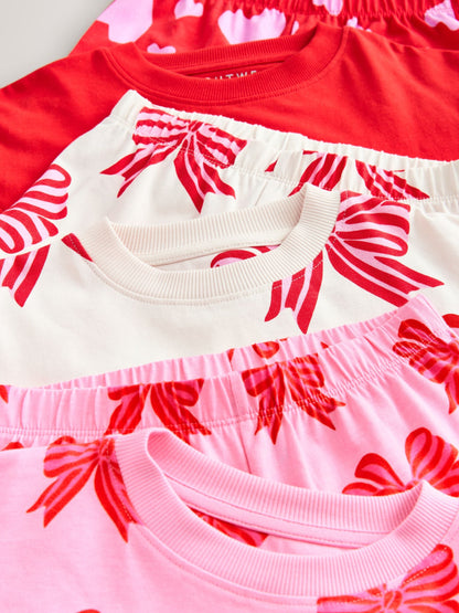 Red Bows/Hearts Joggers Pyjamas 3 Pack (3-16yrs)