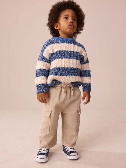 Stone Washed Wide Leg Cargo Trousers (3mths-7yrs) image 2