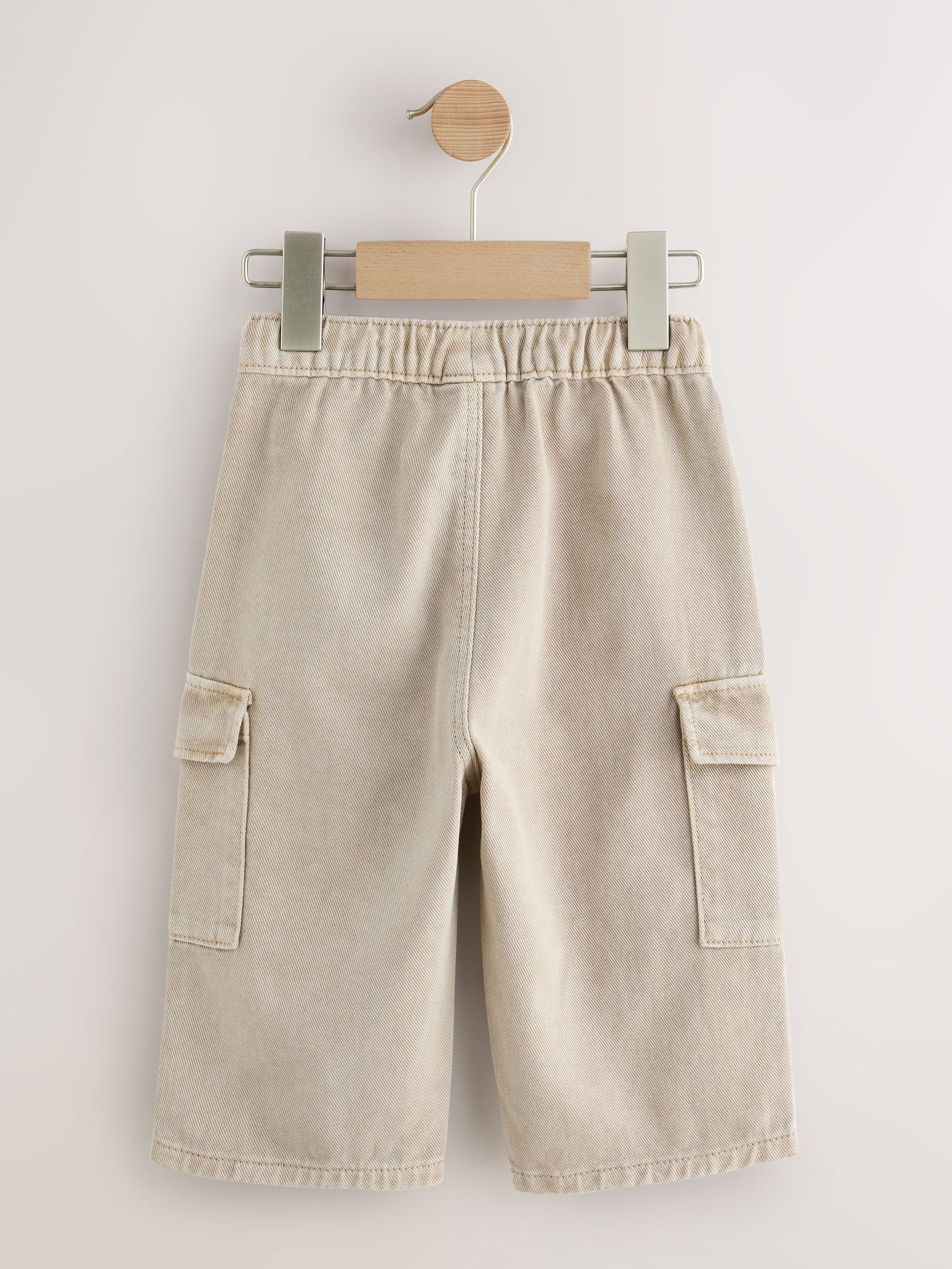 Stone Washed Wide Leg Cargo Trousers (3mths-7yrs) image 5