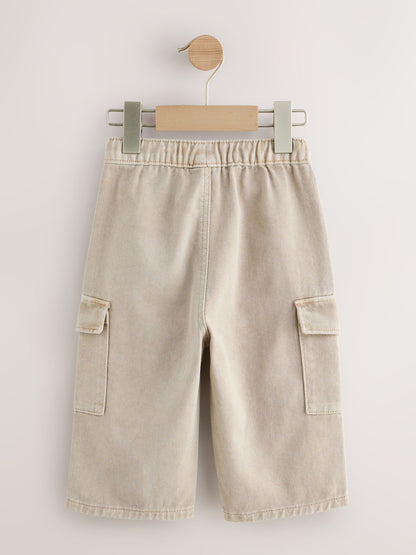 Stone Washed Wide Leg Cargo Trousers (3mths-7yrs) image 5